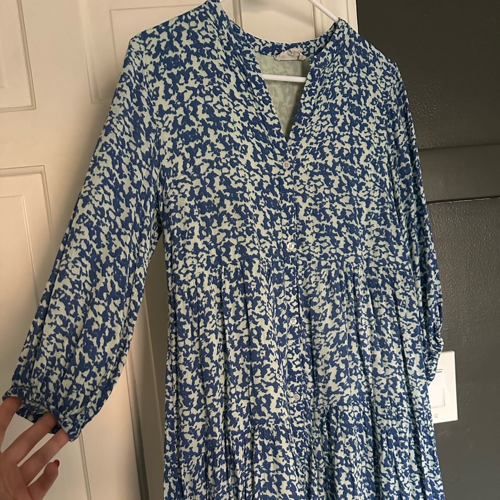 Anthropologie Celina Moon Tiered Midi Dress V-Neck 3/4 Sleeve Boho Cottagecore - Picture 3 of 8